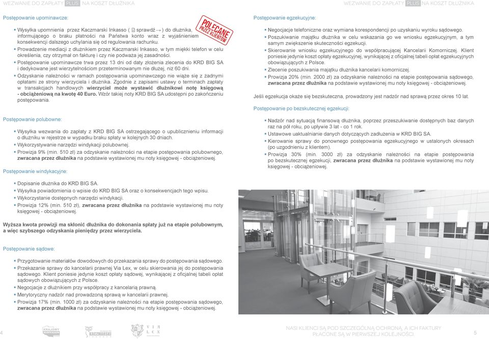 Postępowanie upominawcze trwa przez 13 dni od daty złożenia zlecenia do KRD BIG SA i dedykowane jest wierzytelnościom przeterminowanym nie dłużej, niż 60 dni.