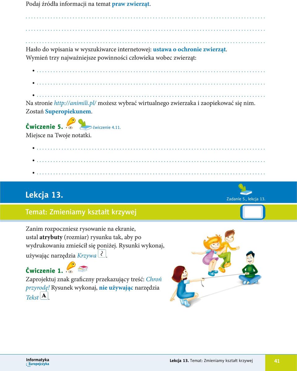 11. Miejsce na Twoje notatki. Lekcja 13. Zadanie 5., lekcja 13.