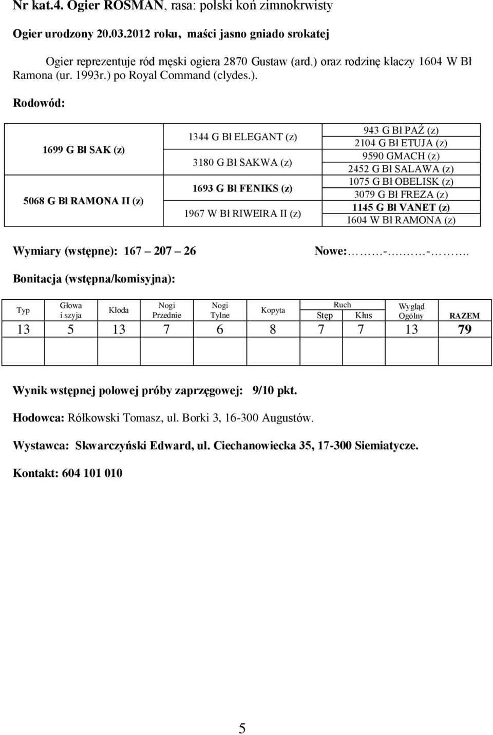 RIWEIRA II (z) 943 G Bł PAŹ (z) 2104 G Bł ETUJA (z) 9590 GMACH (z) 2452 G Bł SALAWA (z) 1075 G Bł OBELISK (z) 3079 G Bł FREZA (z) 1145 G Bł VANET (z) 1604 W Bł RAMONA (z) Wymiary (wstępne): 167 207