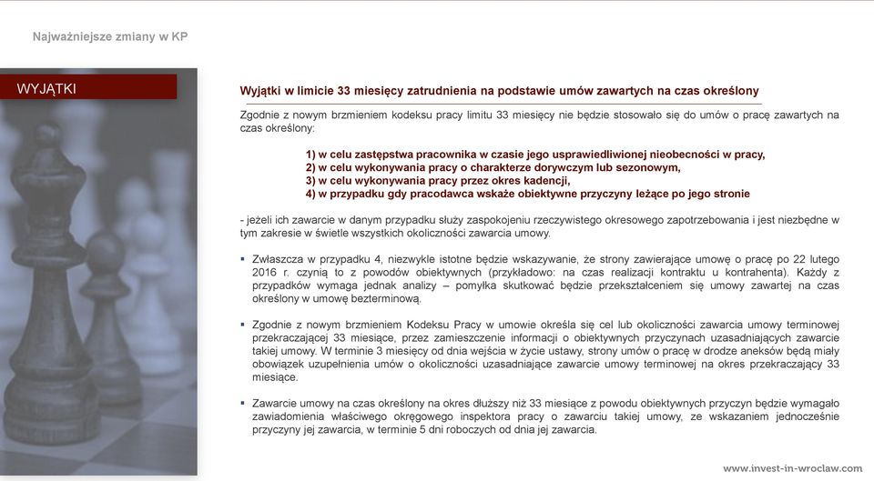 lub sezonowym, 3) w celu wykonywania pracy przez okres kadencji, 4) w przypadku gdy pracodawca wskaże obiektywne przyczyny leżące po jego stronie - jeżeli ich zawarcie w danym przypadku służy