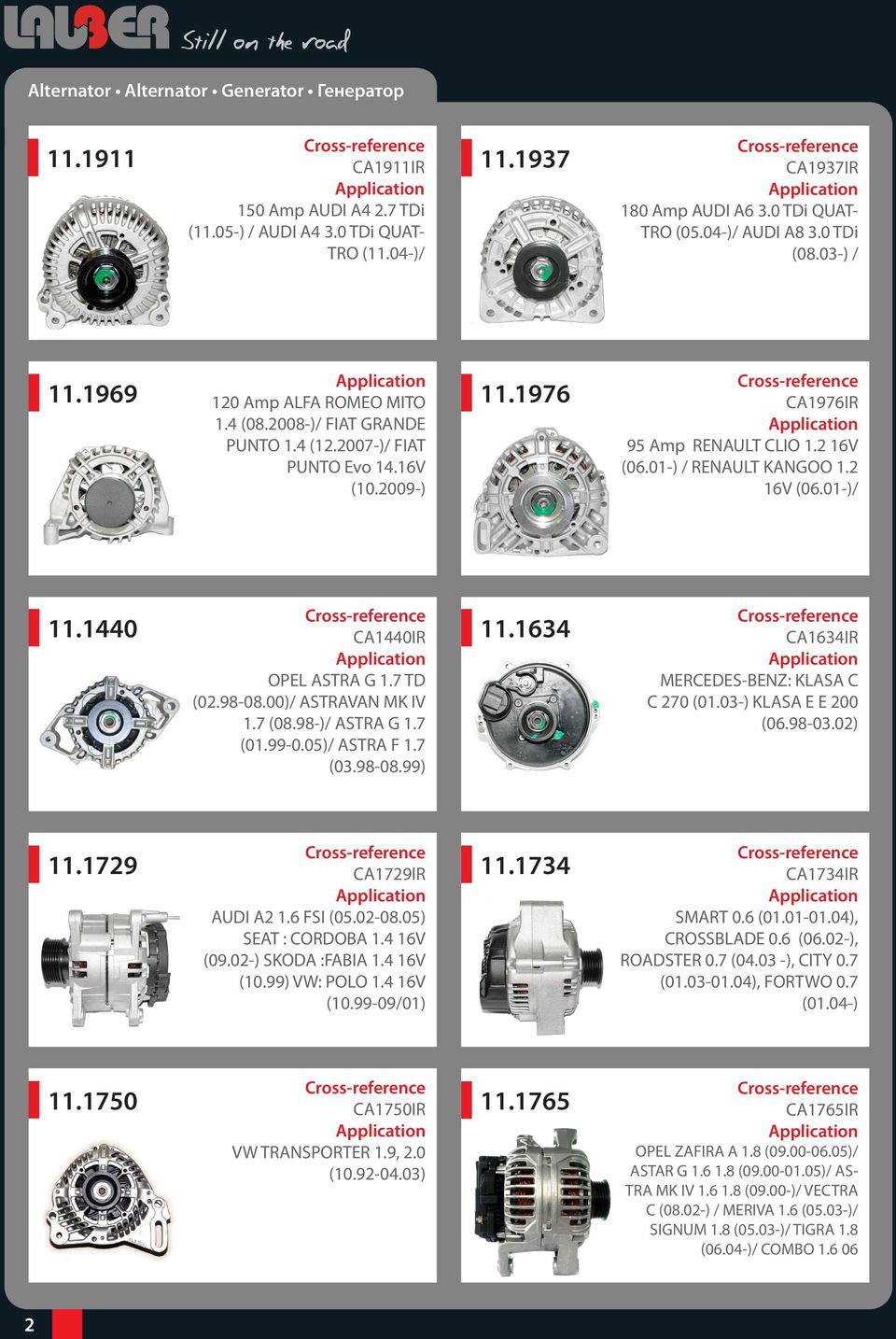 01-) / RENAULT KANGOO 1.2 16V (06.01-)/ 11.1440 CA1440IR OPEL ASTRA G 1.7 TD (02.98-08.00)/ ASTRAVAN MK IV 1.7 (08.98-)/ ASTRA G 1.7 (01.99-0.05)/ ASTRA F 1.7 (03.98-08.99) 11.