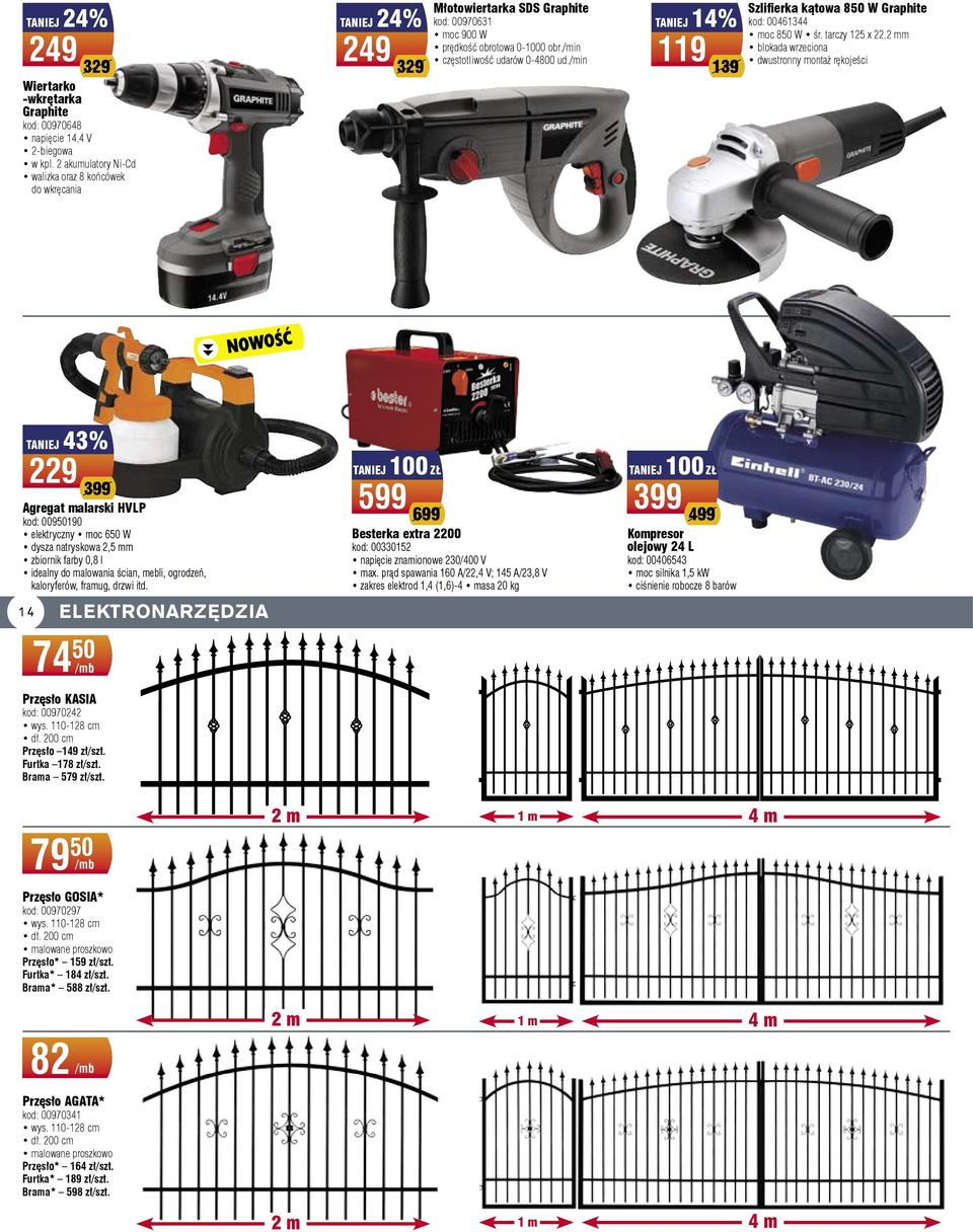 /min 14% 119 139 Szlifierka kątowa 850 W Graphite k: 00461344 moc 850 W śr.