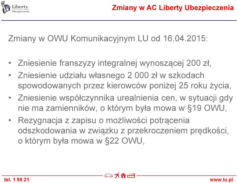 spowodowanych przez kierowców poniżej 25 roku życia, Zniesienie współczynnika urealnienia cen, w sytuacji gdy nie