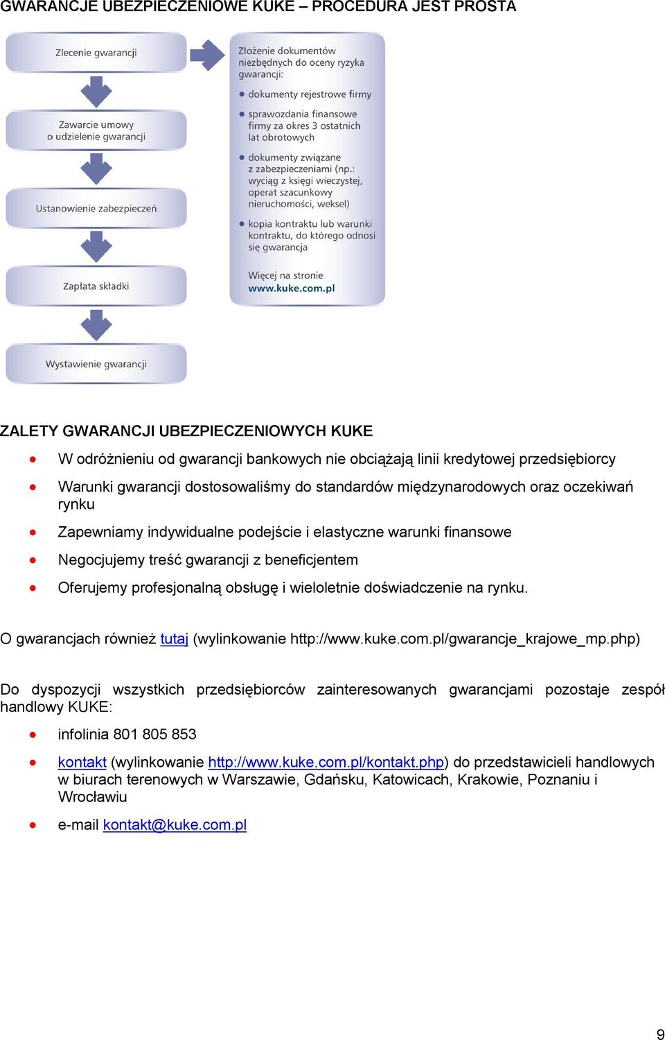 obsługę i wieloletnie doświadczenie na rynku. O gwarancjach również tutaj (wylinkowanie http://www.kuke.com.pl/gwarancje_krajowe_mp.