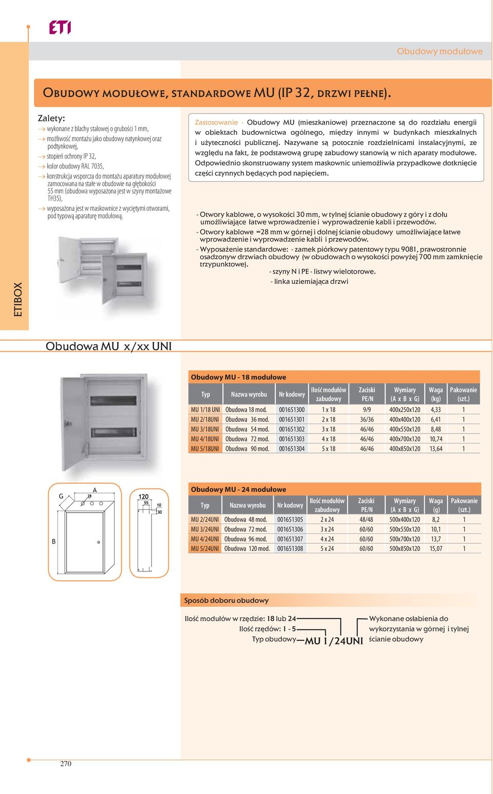 aparatury modułowej zamocowana na stałe w obudowie na głębokości 55 mm (obudowa wyposażona jest w szyny montażowe TH35), wyposażona jest w maskownice z wyciętymi otworami, pod typową aparaturę