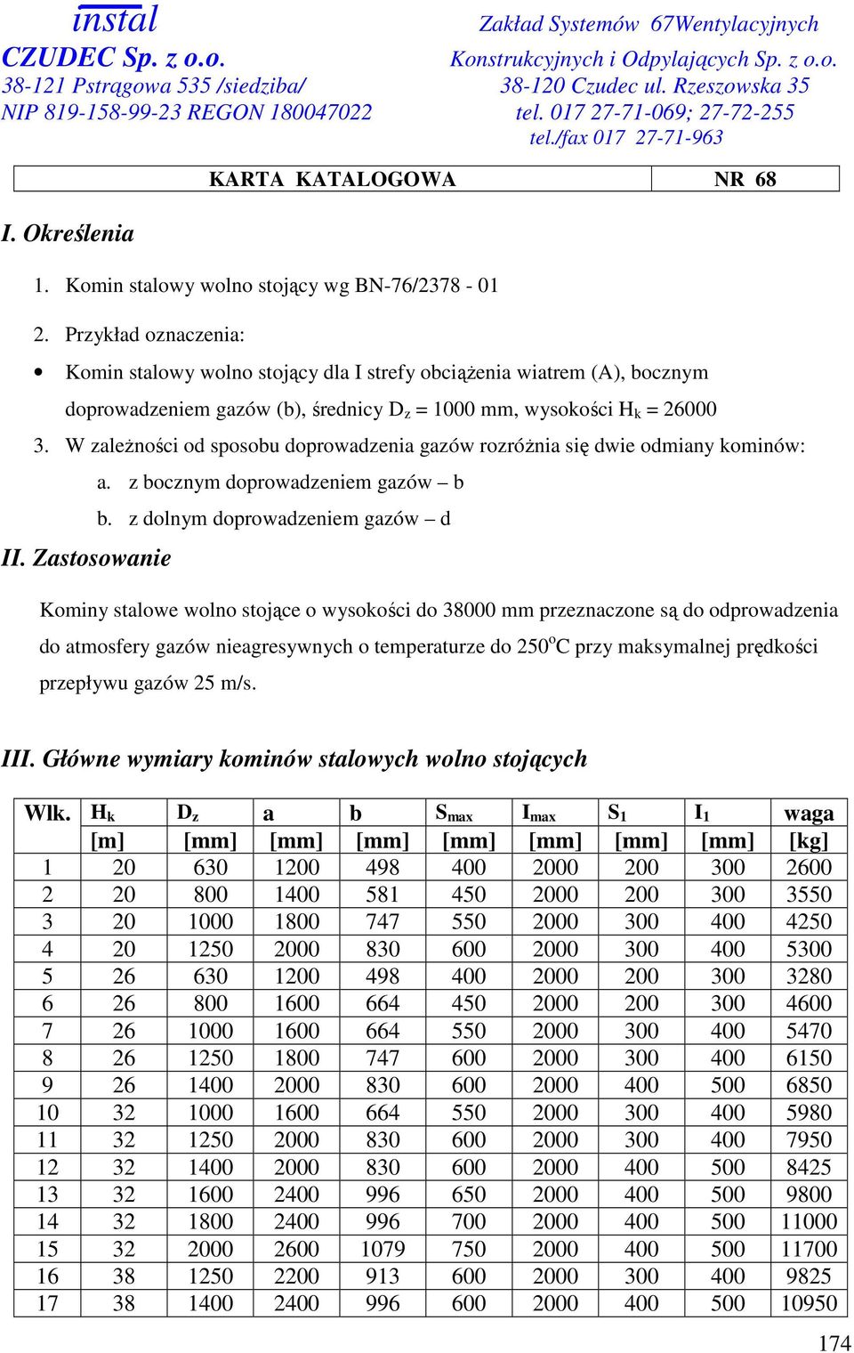 W zaleŝności od sposobu doprowadzenia gazów rozróŝnia się dwie odmiany kominów: II. Zastosowanie a. z bocznym doprowadzeniem gazów b b.