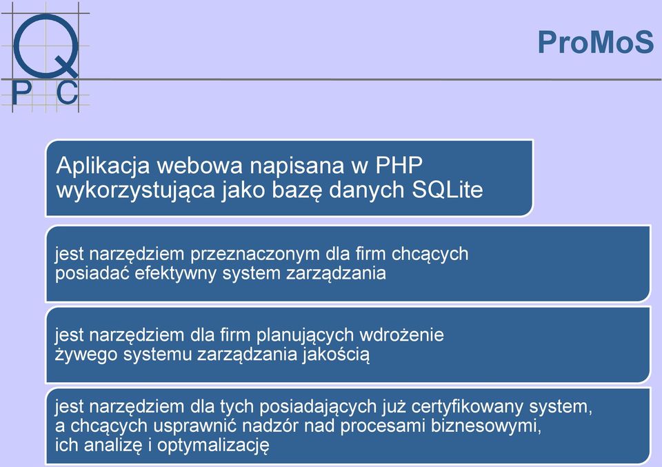 planujących wdrożenie żywego systemu zarządzania jakością jest narzędziem dla tych posiadających