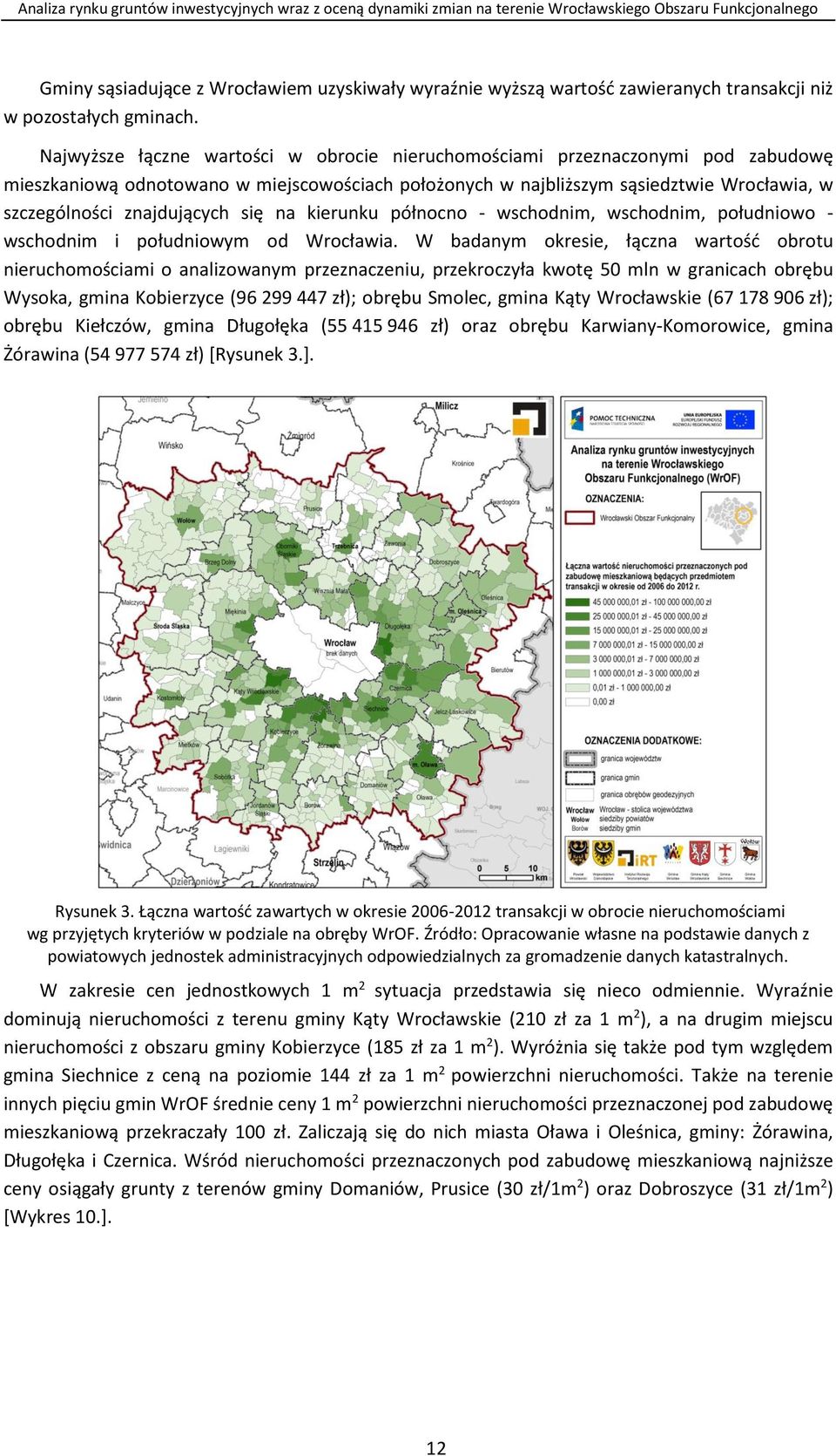 się na kierunku północno - wschodnim, wschodnim, południowo - wschodnim i południowym od Wrocławia.
