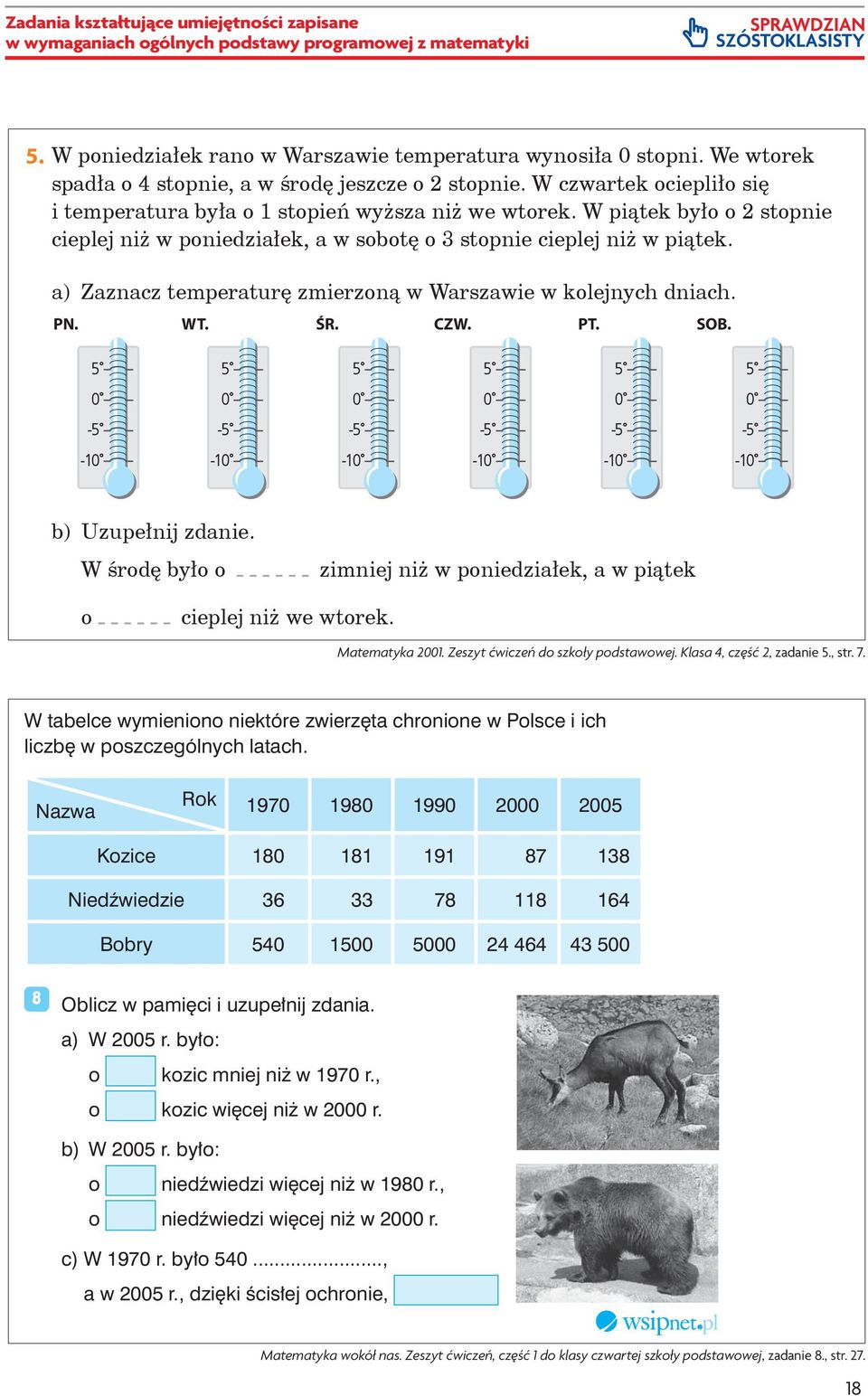 We wtorek Liczba spadła o 4 stopnie, a w środę jeszcze o 2 stopnie. W czwartek ociepliło się i temperatura Dana o była 18 o 1 stopień 5 razy wyższa o niż 26 we wtorek.