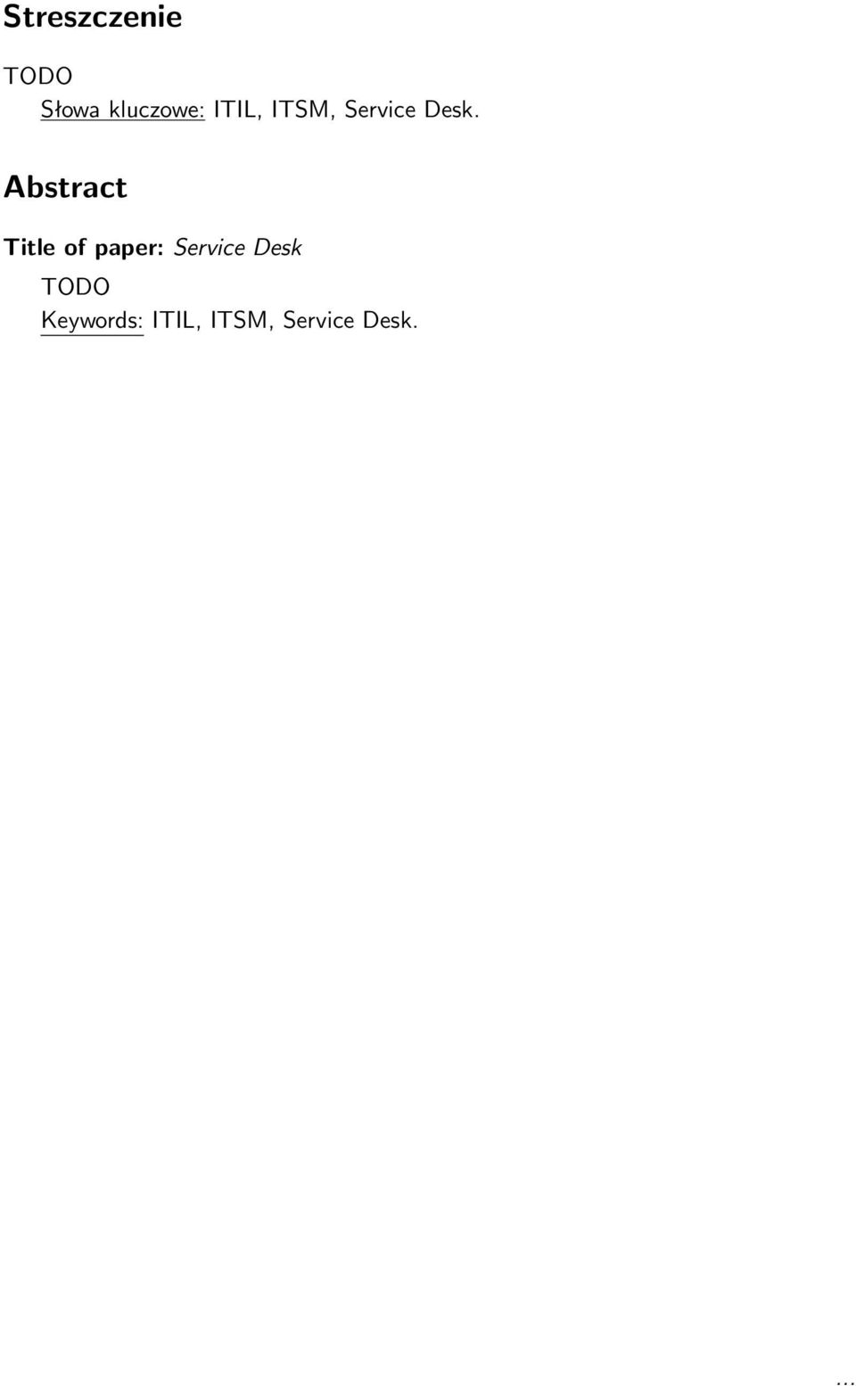 Abstract Title of paper: Service
