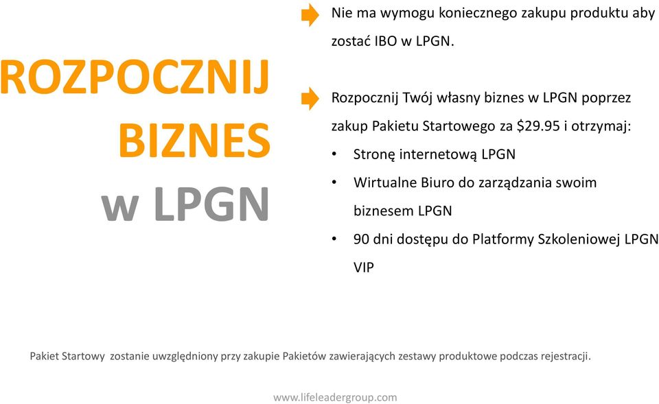 95 i otrzymaj: Stronę internetową LPGN Wirtualne Biuro do zarządzania swoim biznesem LPGN 90 dni dostępu