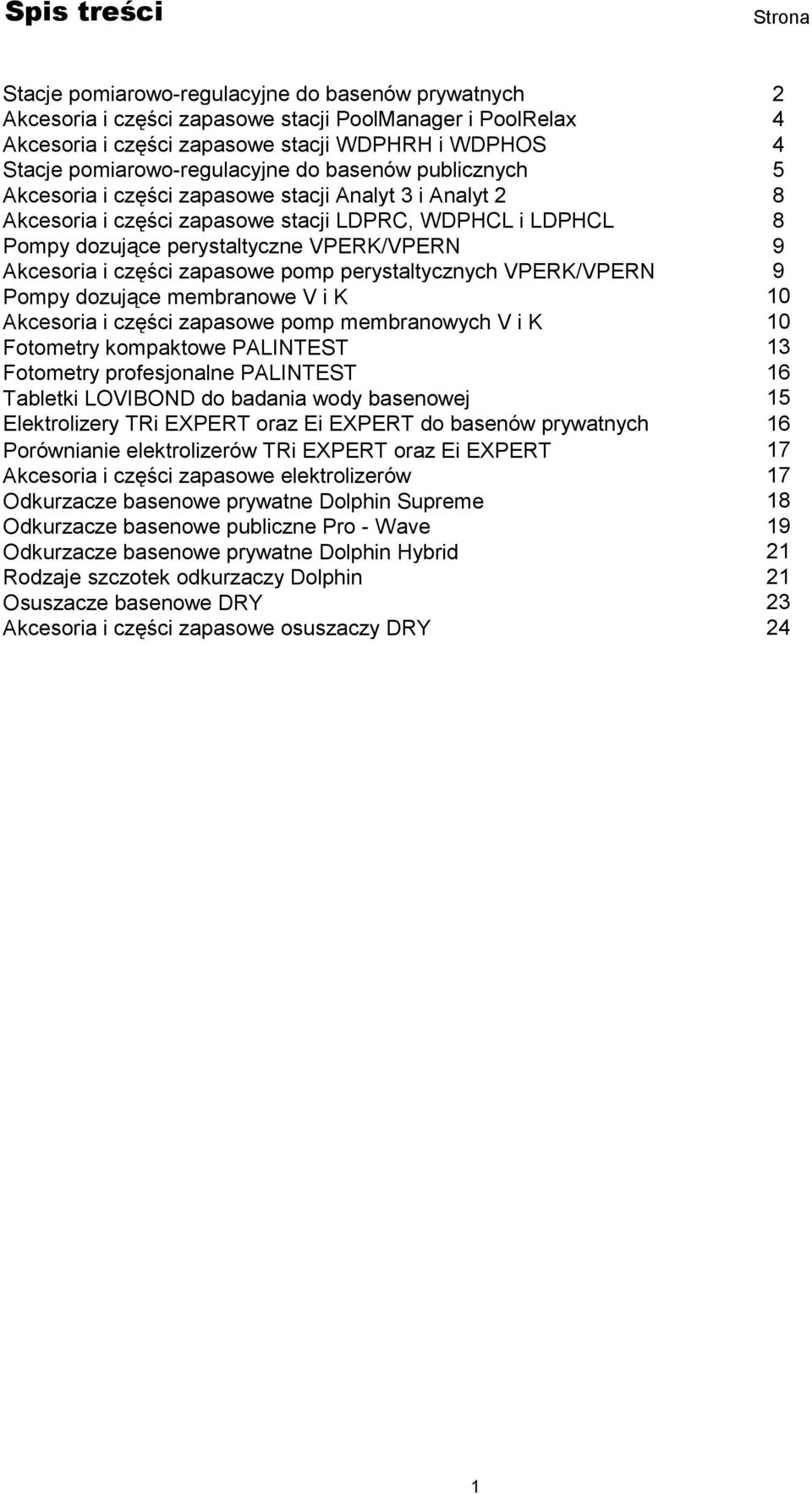 VPERK/VPERN 9 Akcesoria i części zapasowe pomp perystaltycznych VPERK/VPERN 9 Pompy dozujące membranowe V i K 10 Akcesoria i części zapasowe pomp membranowych V i K 10 Fotometry kompaktowe PALINTEST