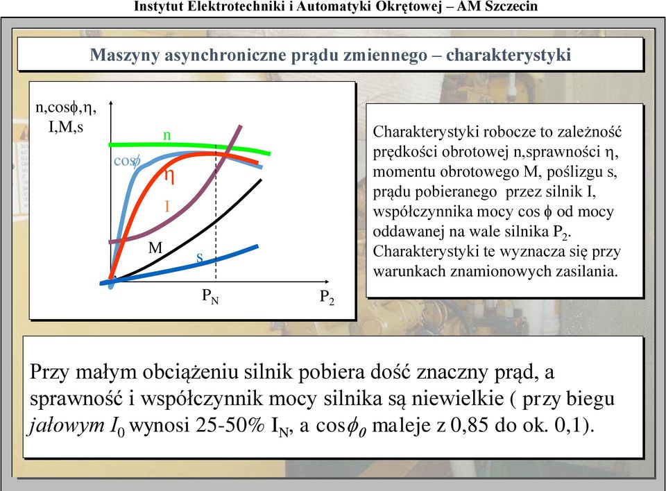 wale silnika P 2. Charakterystyki te wyznacza się przy warunkach znamionowych zasilania.