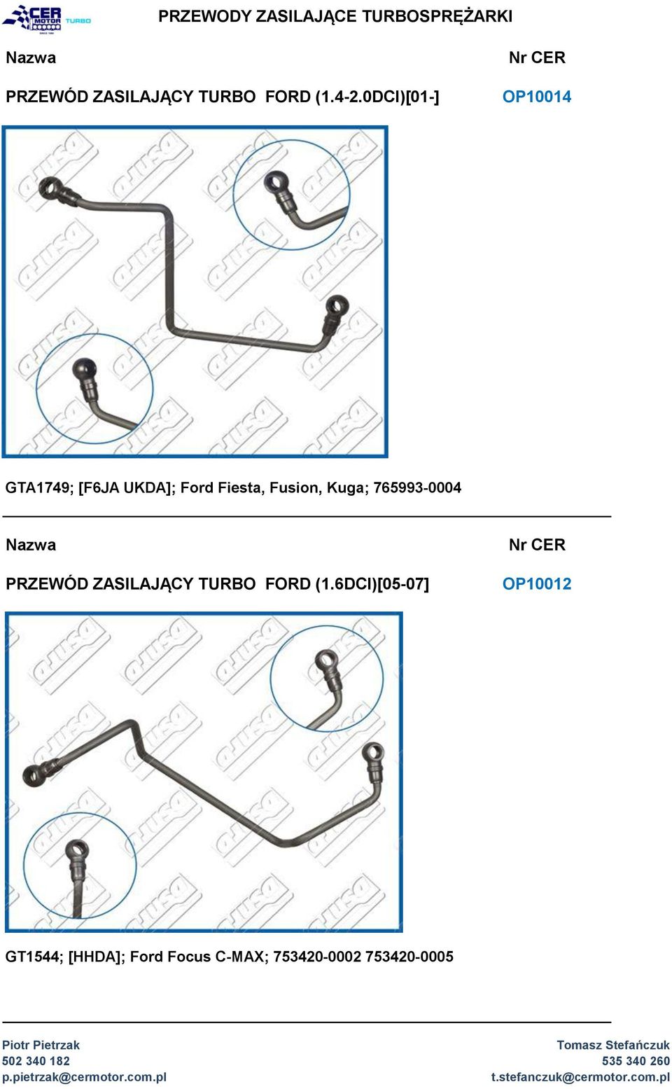 Fusion, Kuga; 765993-0004 PRZEWÓD ZASILAJĄCY TURBO FORD