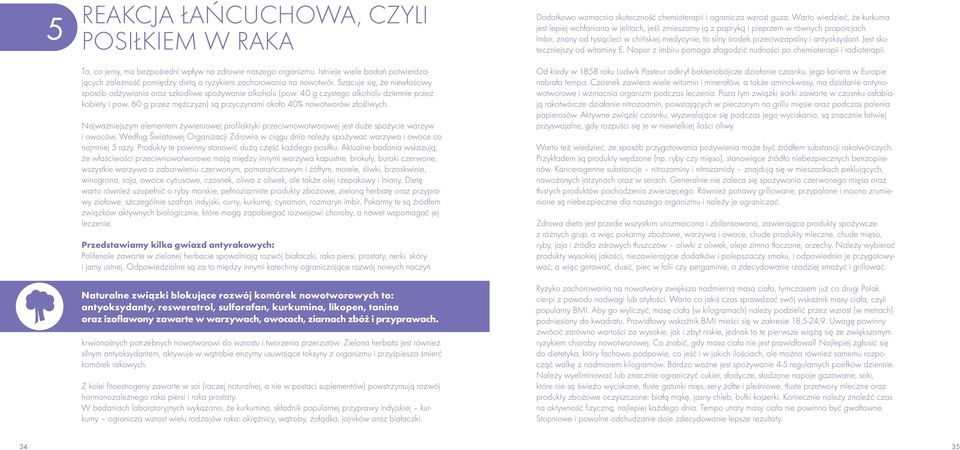 40 g czystego alkoholu dziennie przez kobiety i pow. 60 g przez mężczyzn) są przyczynami około 40% nowotworów złośliwych.