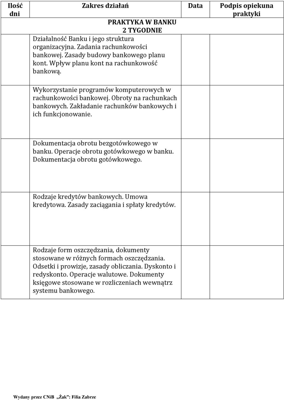 Dokumentacja obrotu bezgotówkowego w banku. Operacje obrotu gotówkowego w banku. Dokumentacja obrotu gotówkowego. Rodzaje kredytów bankowych. Umowa kredytowa. Zasady zaciągania i spłaty kredytów.