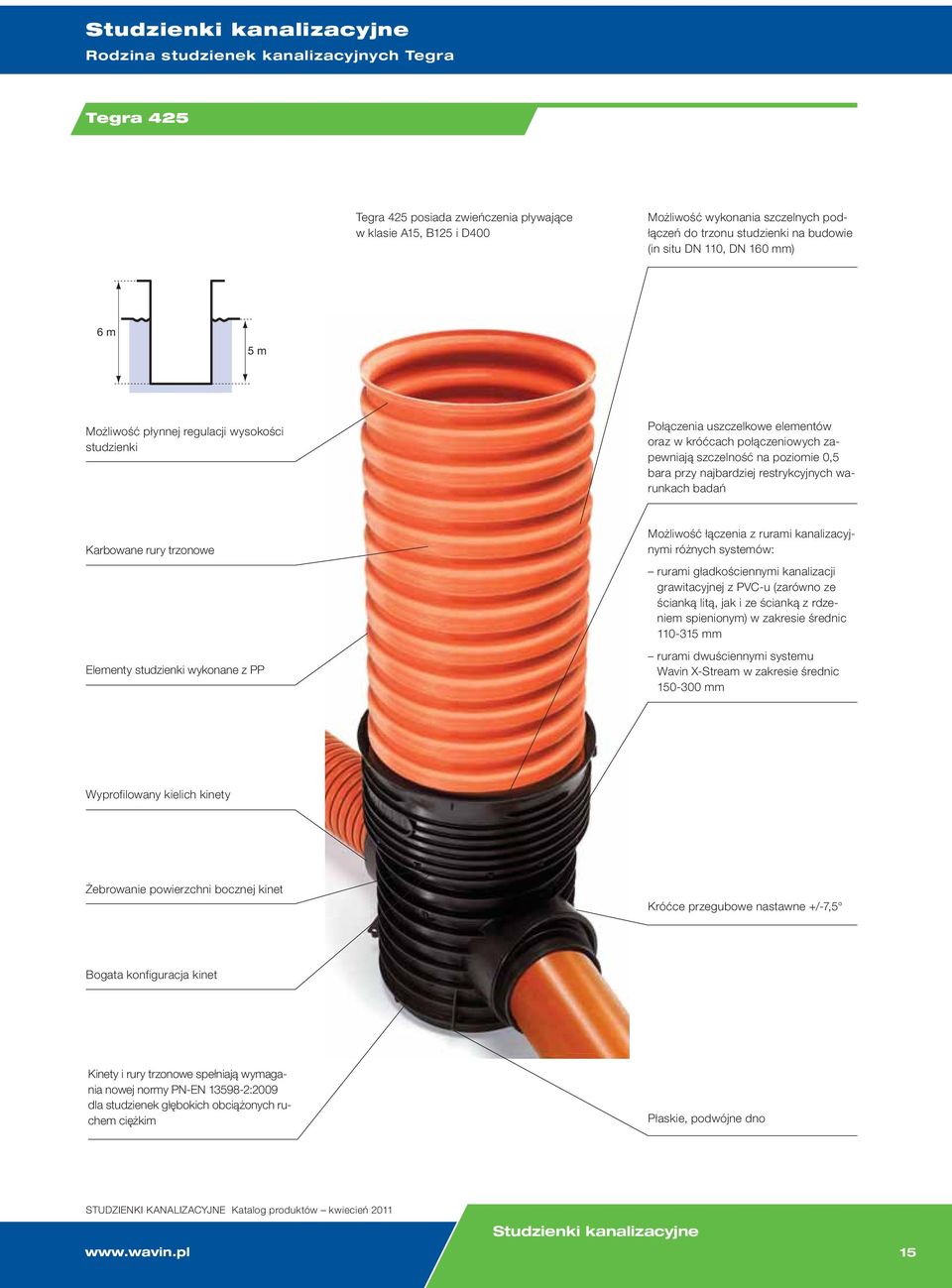 restrykcyjnych warunkach badań Karbowane rury trzonowe Elementy studzienki wykonane z PP Możliwość łączenia z rurami kanalizacyjnymi różnych systemów: rurami gładkościennymi kanalizacji grawitacyjnej