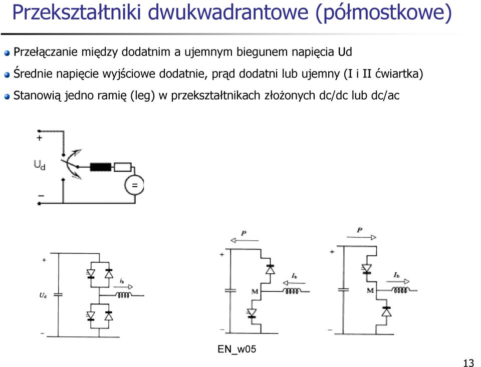 wyjściowe dodatnie, prąd dodatni lub ujemny (I i II ćwiartka)