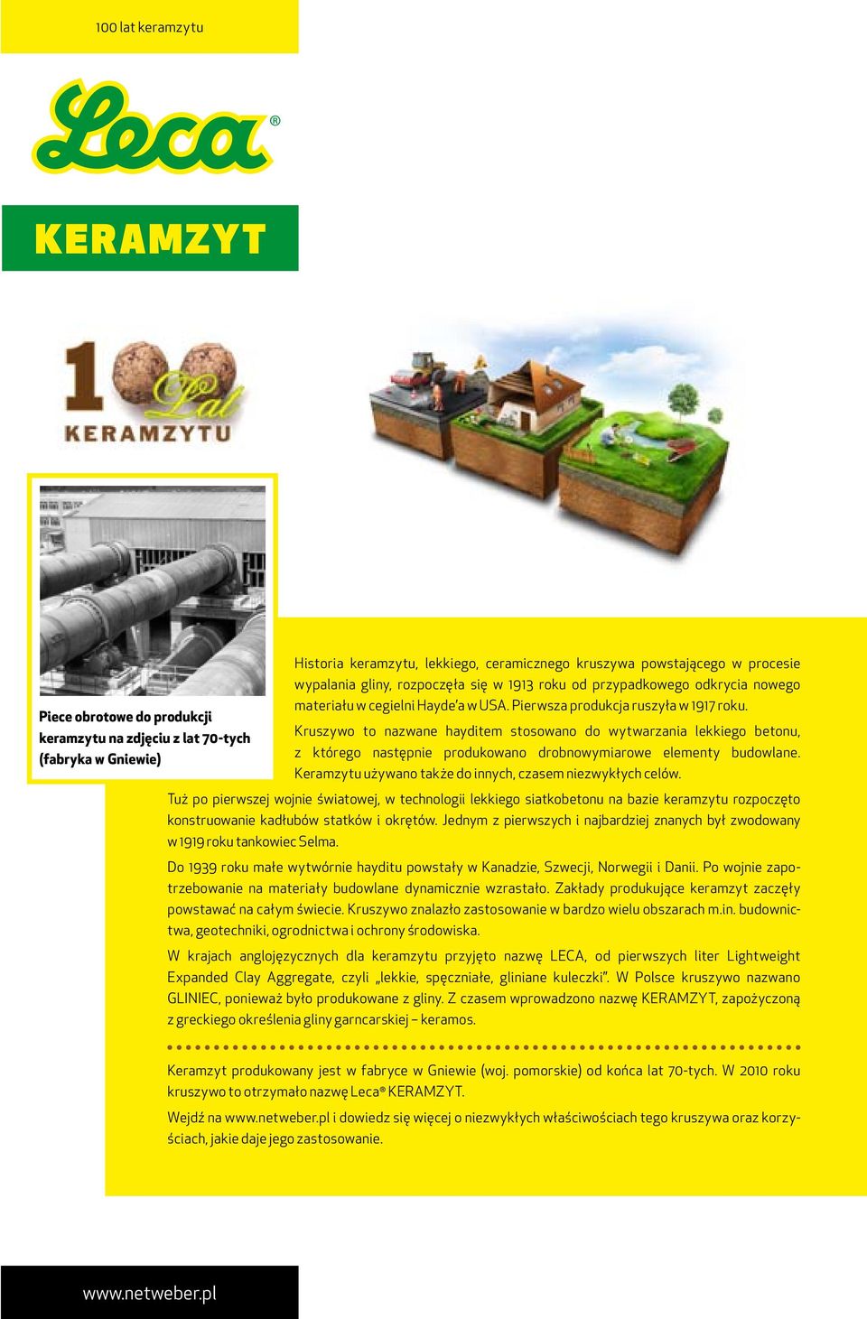 Piece obrotowe do produkcji keramzytu na zdjęciu z lat 70-tych Kruszywo to nazwane hayditem stosowano do wytwarzania lekkiego betonu, (fabryka w Gniewie) z którego następnie produkowano