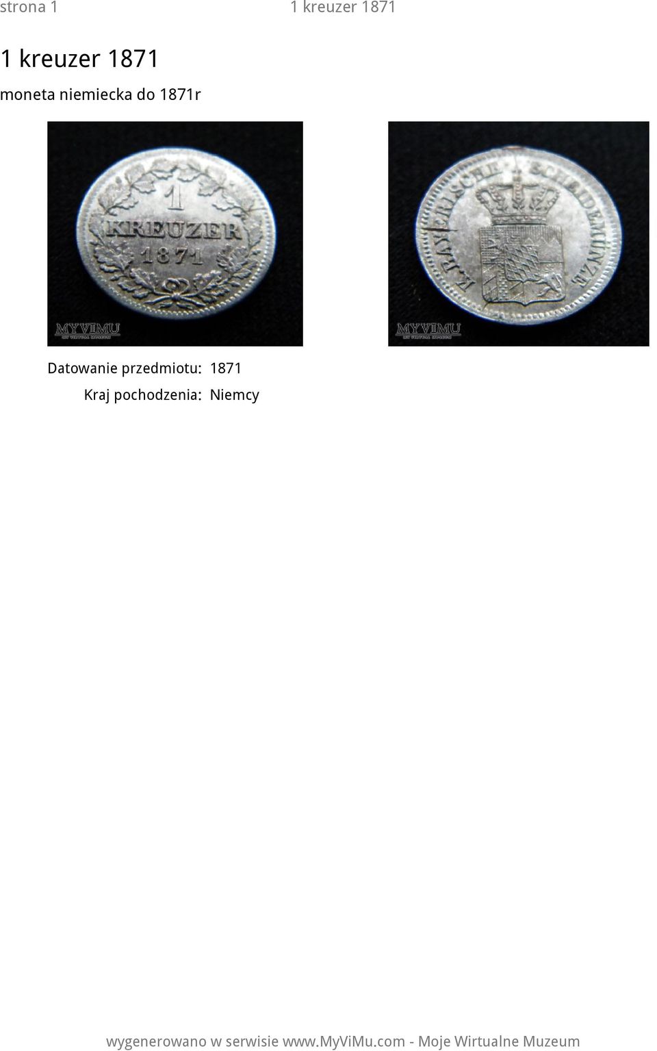 kreuzer 1871