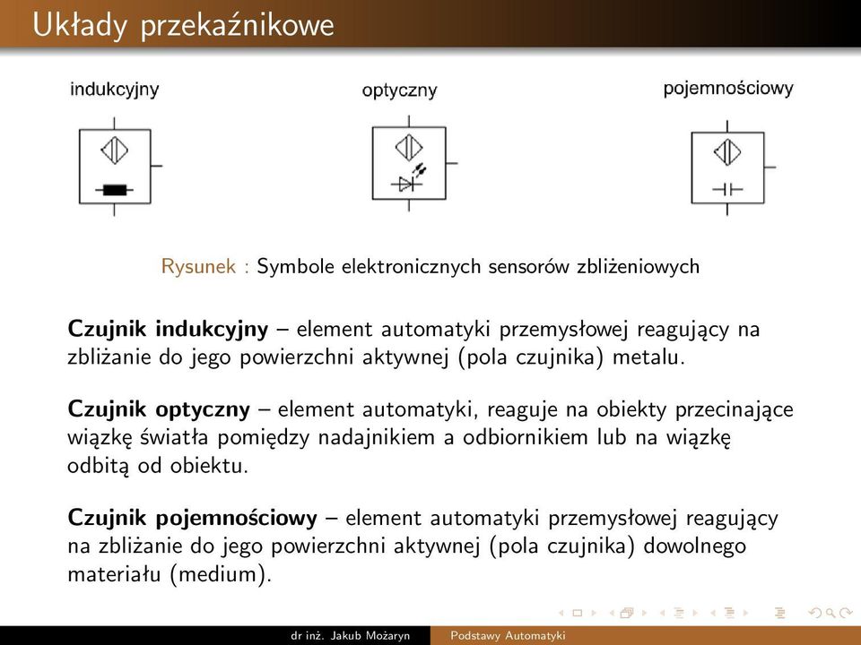 Czujnik optyczny element automatyki, reaguje na obiekty przecinające wiązkę światła pomiędzy nadajnikiem a odbiornikiem