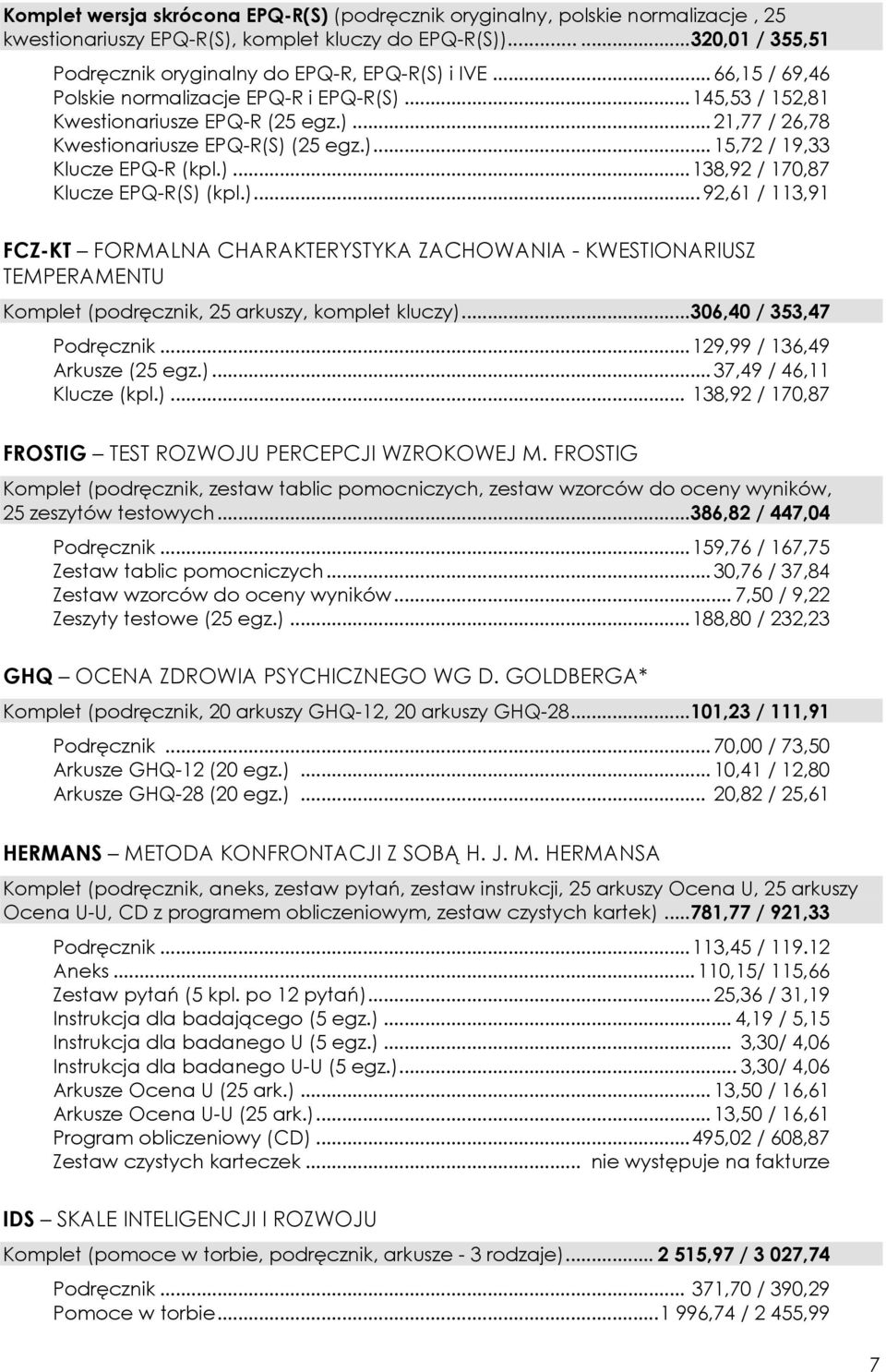 CENNIK TESTÓW PSYCHOLOGICZNYCH - PDF Free Download