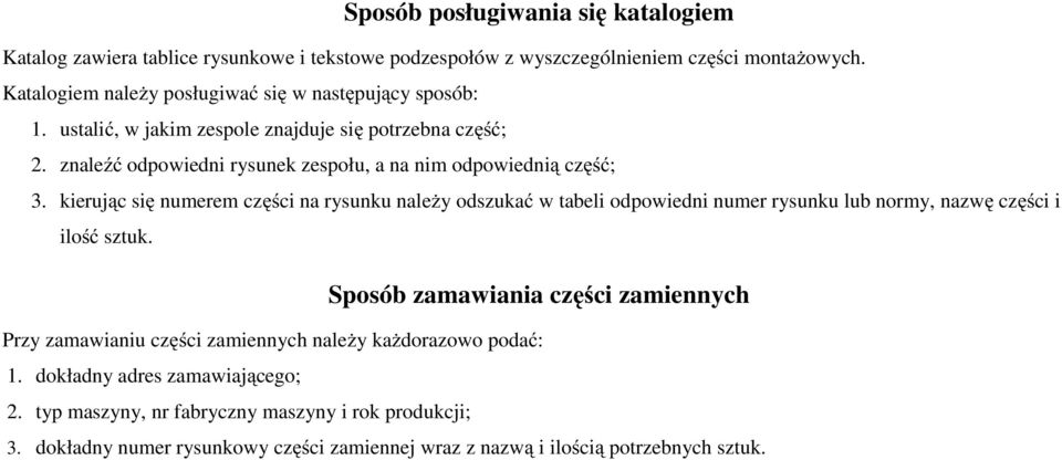 znaleźć odpowiedni rysunek zespołu, a na nim odpowiednią część; 3.