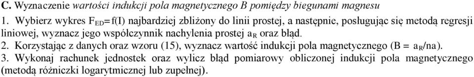 jego współczynnik nachylenia prostej a R oraz łąd.