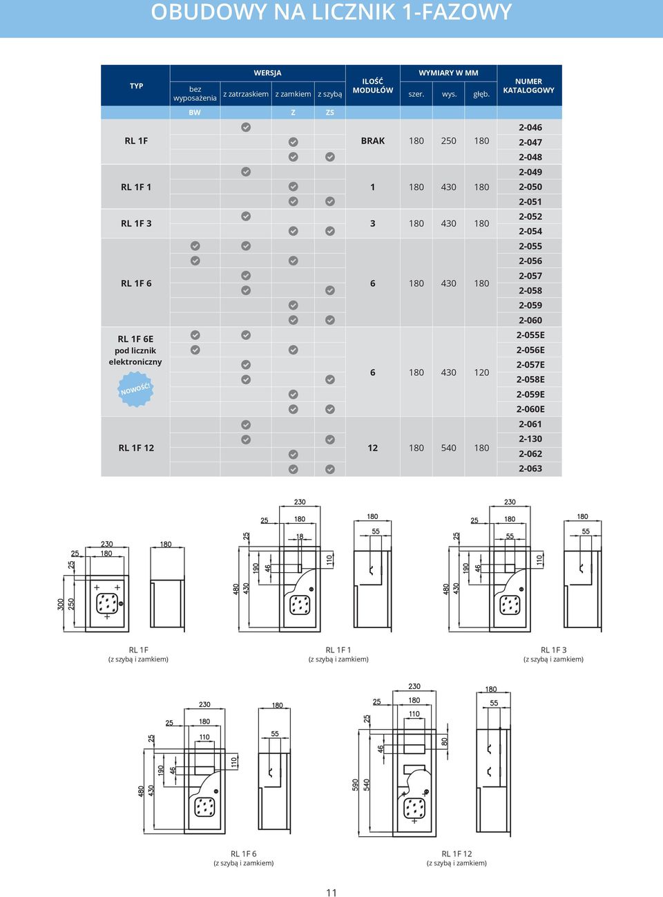 2-054 2-055 2-056 RL 1F 6 6 180 430 180 2-057 2-058 2-059 2-060 RL 1F 6E pod licznik elektroniczny NOWOŚĆ!