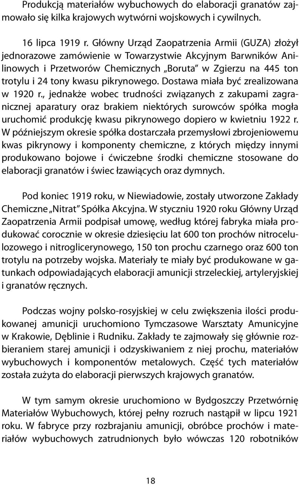 pikrynowego. Dostawa miała być zrealizowana w 1920 r.