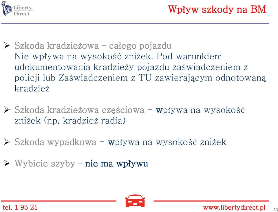 zawierającym odnotowaną kradzież Szkoda kradzieżowa częściowa - wpływa na wysokość zniżek (np.