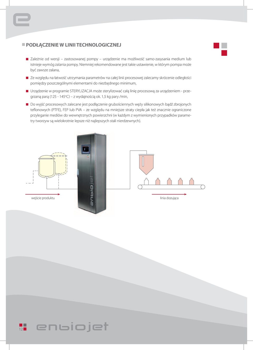 poszczególnymi elementami do niezbędnego minimum, Urządzenie w programie STERYLIZACJA może sterylizować całą linię procesową za urządzeniem - przegrzaną parą (125-145 o C) z wydajnością ok.