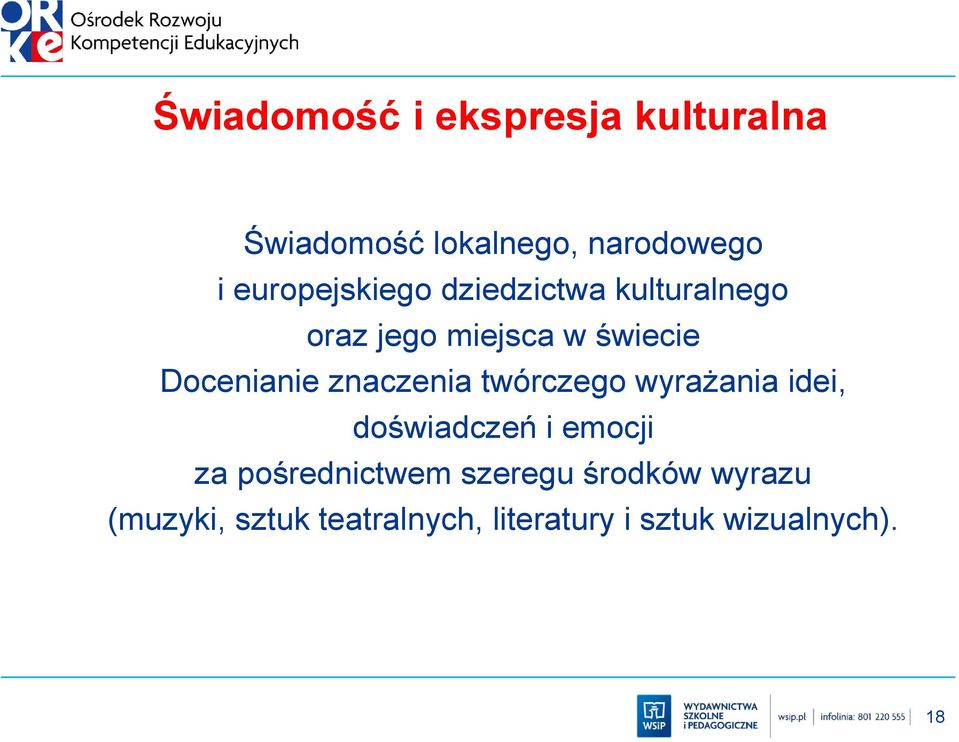 Docenianie znaczenia twórczego wyrażania idei, doświadczeń i emocji za