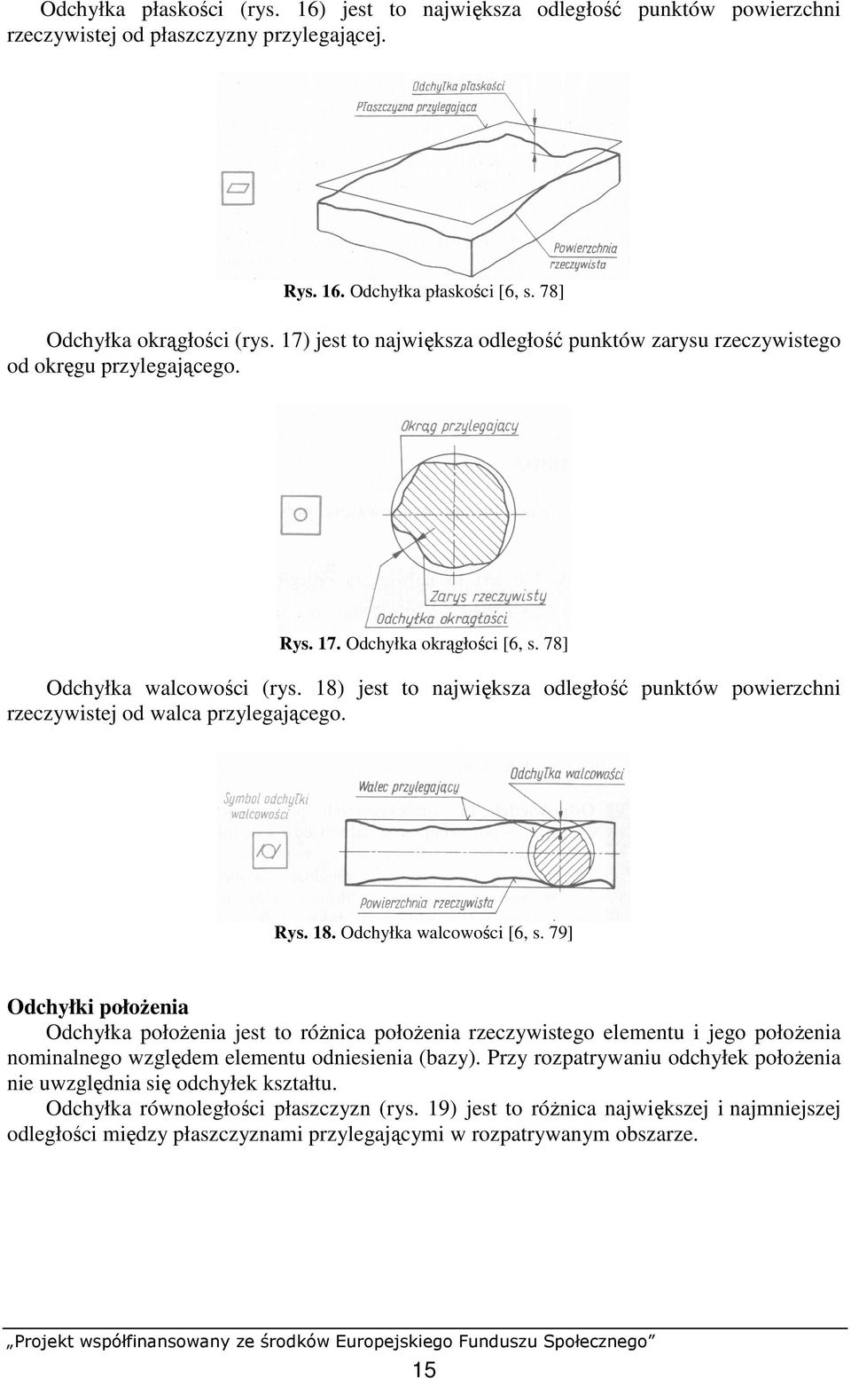 18) jest to największa odległość punktów powierzchni rzeczywistej od walca przylegającego. Rys. 18. Odchyłka walcowości [6, s.