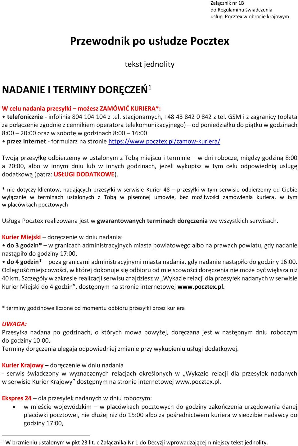 Przewodnik po usłudze Pocztex - PDF Darmowe pobieranie