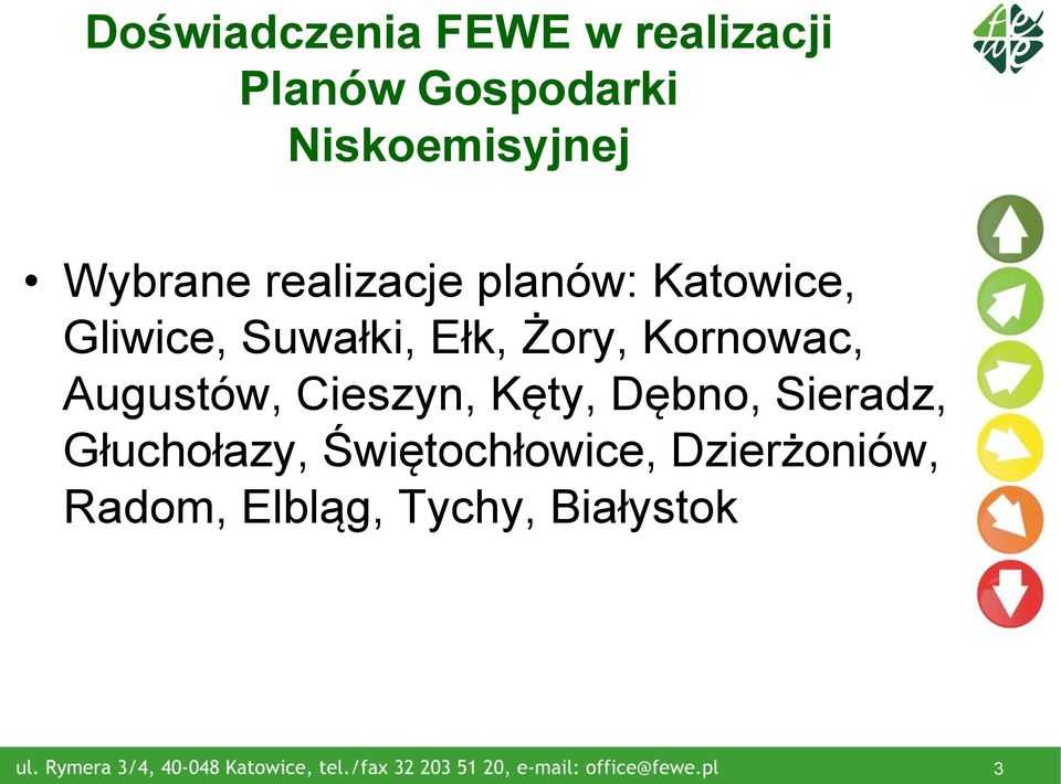 Suwałki, Ełk, Żory, Kornowac, Augustów, Cieszyn, Kęty, Dębno,