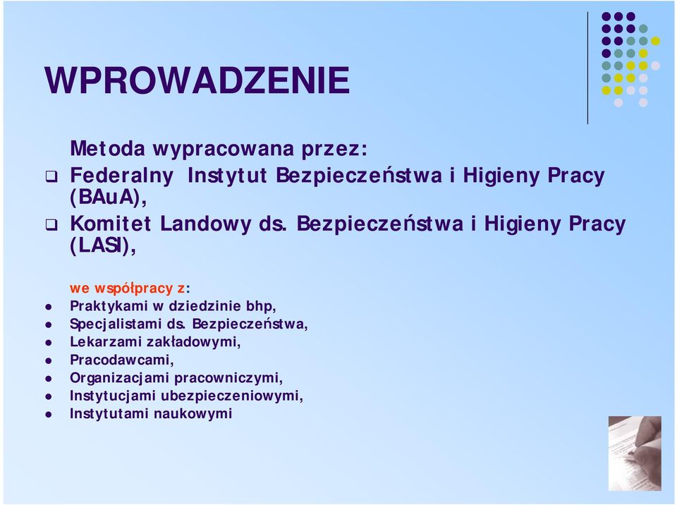 Bezpieczeństwa i Higieny Pracy (LASI), we współpracy z: Praktykami w dziedzinie bhp,