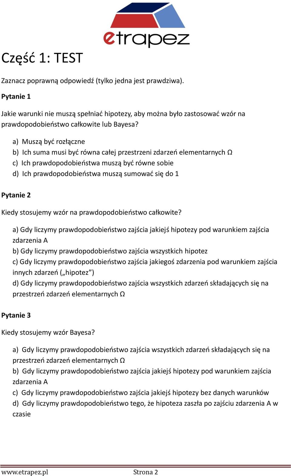 Kiedy stosujemy wzór na prawdopodobieństwo całkowite?