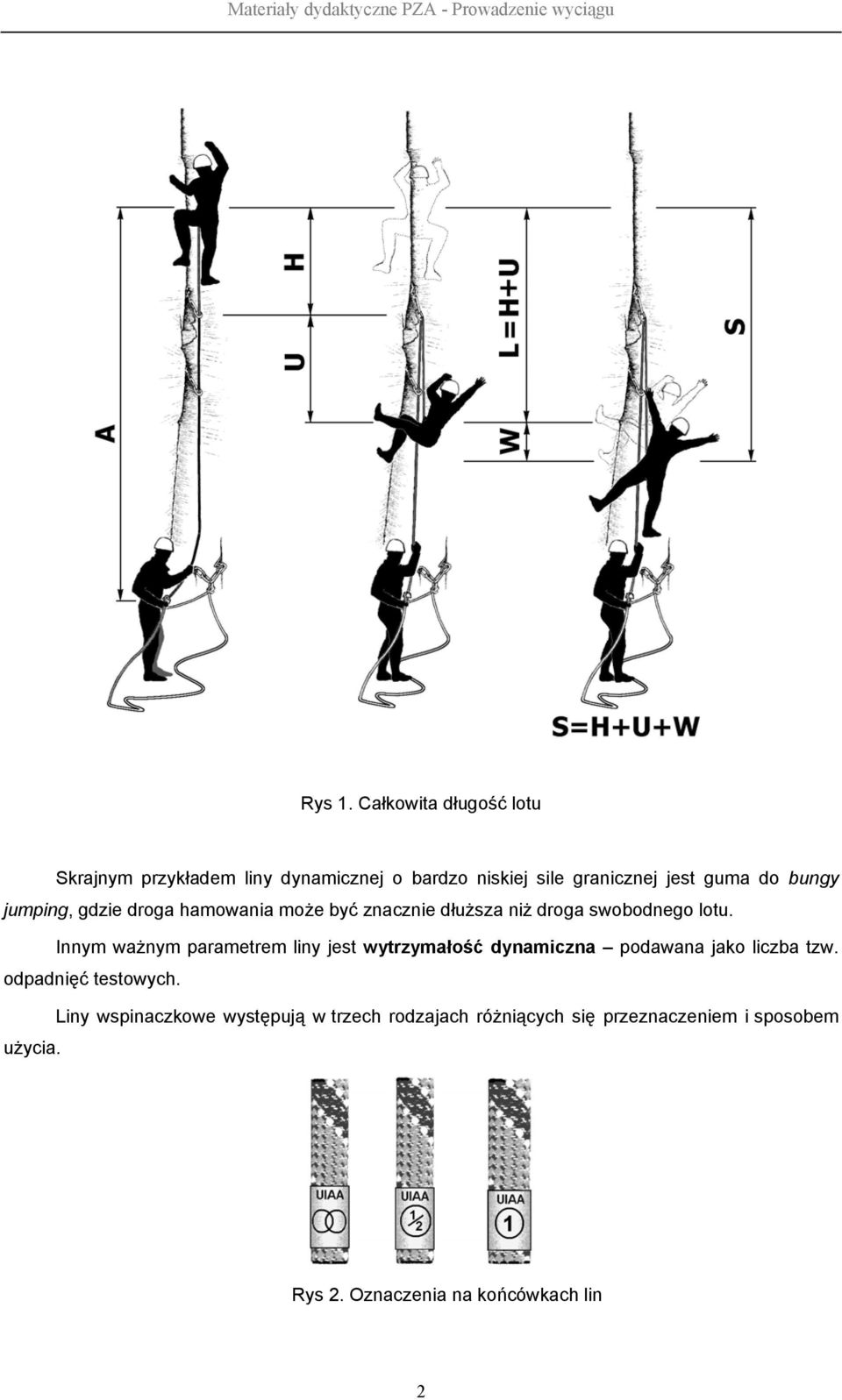 bungy jumping, gdzie droga hamowania może być znacznie dłuższa niż droga swobodnego lotu.