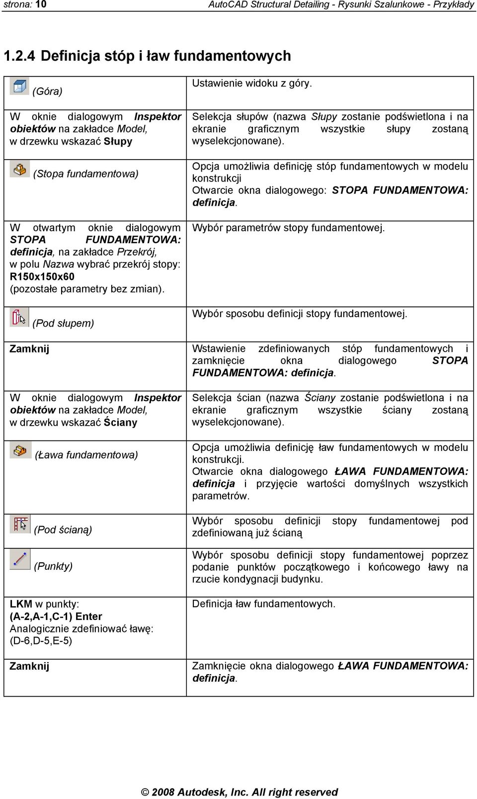 definicja, na zakładce Przekrój, w polu Nazwa wybrać przekrój stopy: R150x150x60 (pozostałe parametry bez zmian). (Pod słupem) Ustawienie widoku z góry.