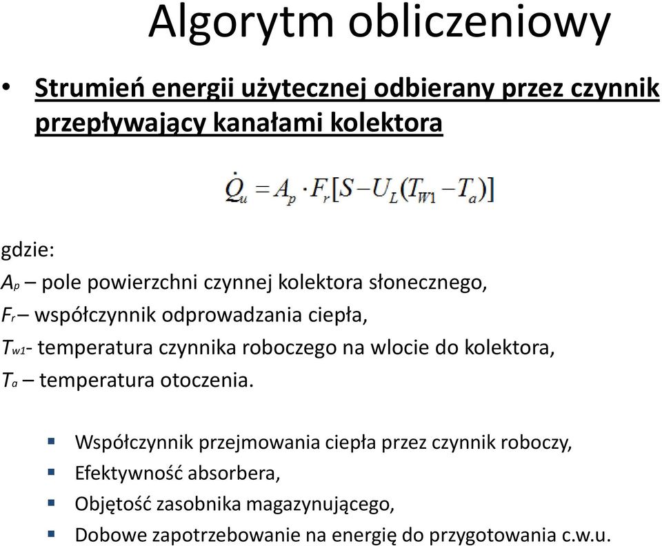 roboczego na wlocie do kolektora, Ta temperatura otoczenia.