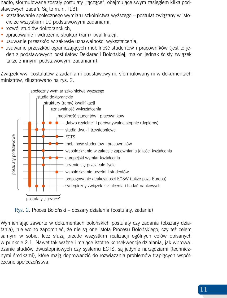 kwalifikacji, usuwanie przeszkód w zakresie uznawalności wykształcenia, usuwanie przeszkód ograniczających mobilność studentów i pracowników (jest to jeden z podstawowych postulatów Deklaracji