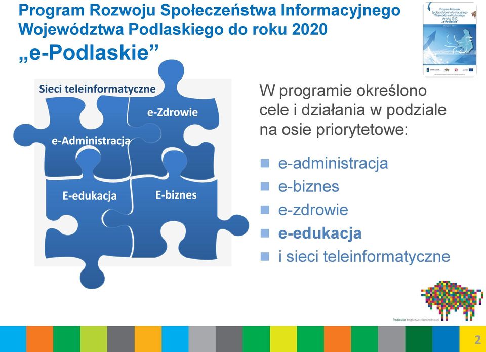 E-biznes W programie określono cele i działania w podziale na osie