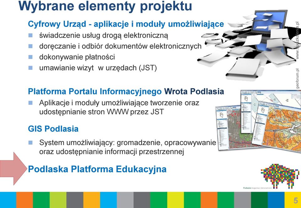 odbiór dokumentów elektronicznych dokonywanie płatności umawianie wizyt w urzędach (JST) Platforma Portalu Informacyjnego Wrota