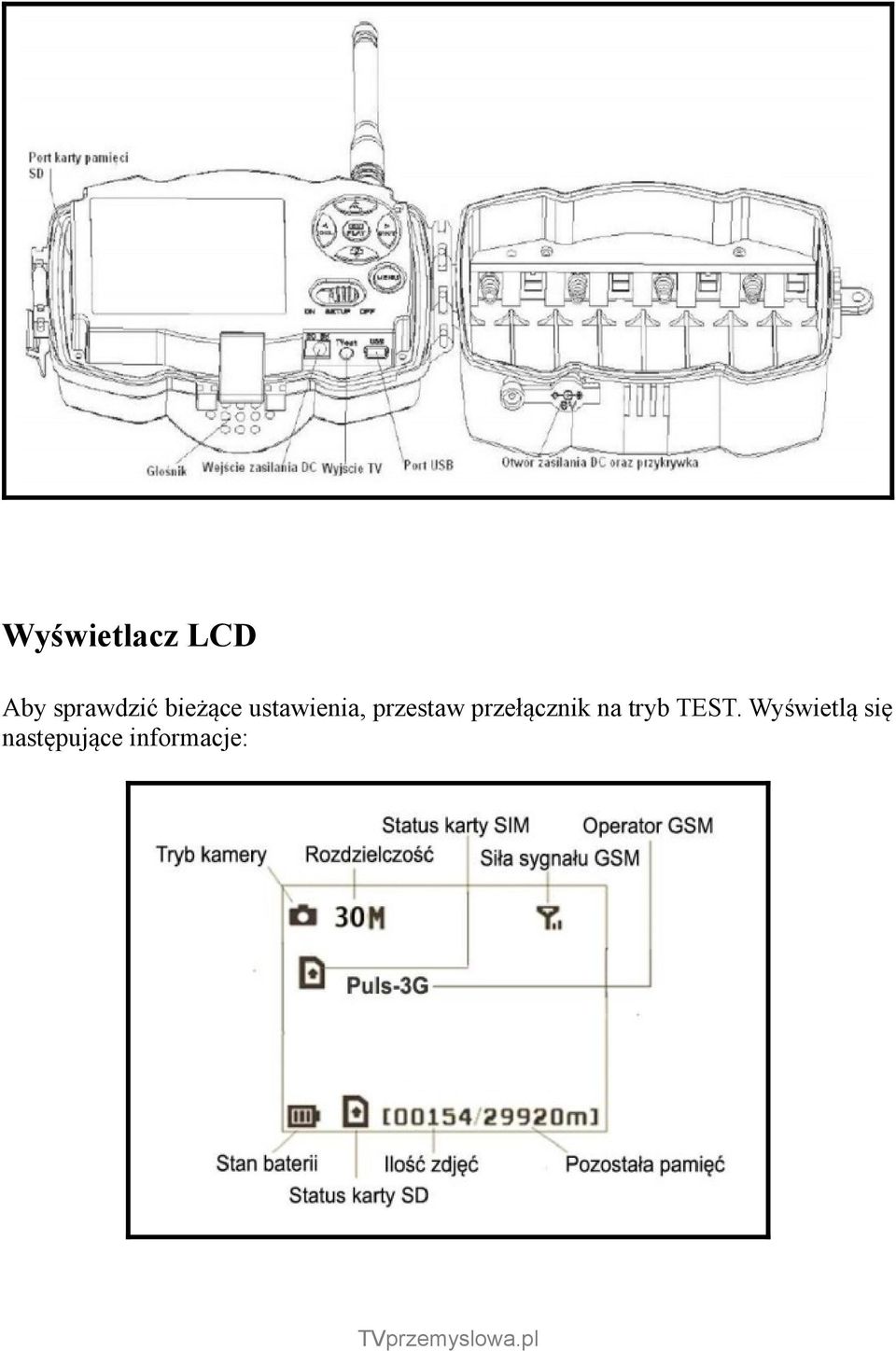 przełącznik na tryb TEST.