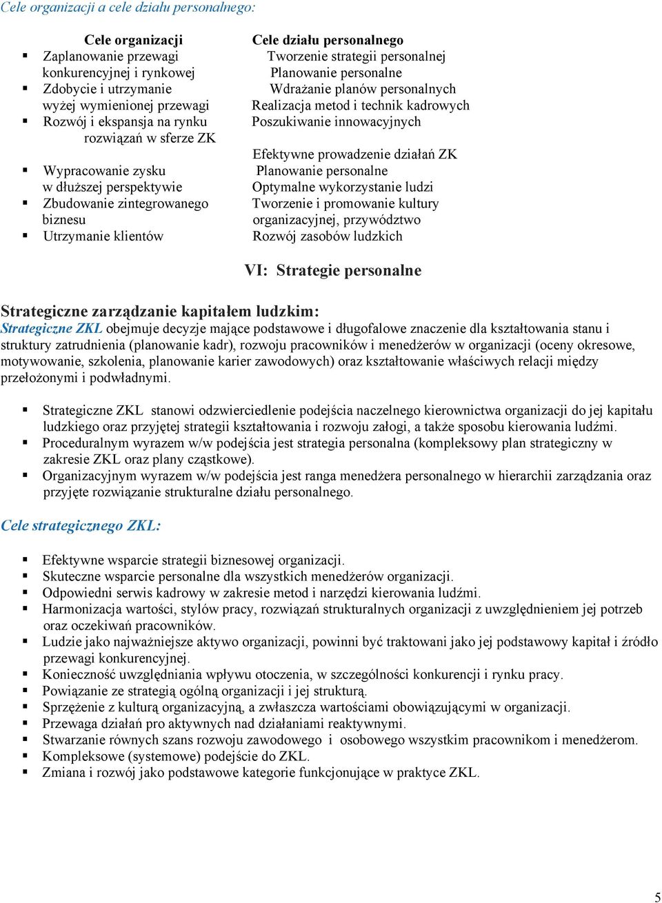 prowadzenie działań ZK Wypracowanie zysku w dłuższej perspektywie Planowanie personalne Optymalne wykorzystanie ludzi Zbudowanie zintegrowanego Tworzenie i promowanie kultury biznesu organizacyjnej,