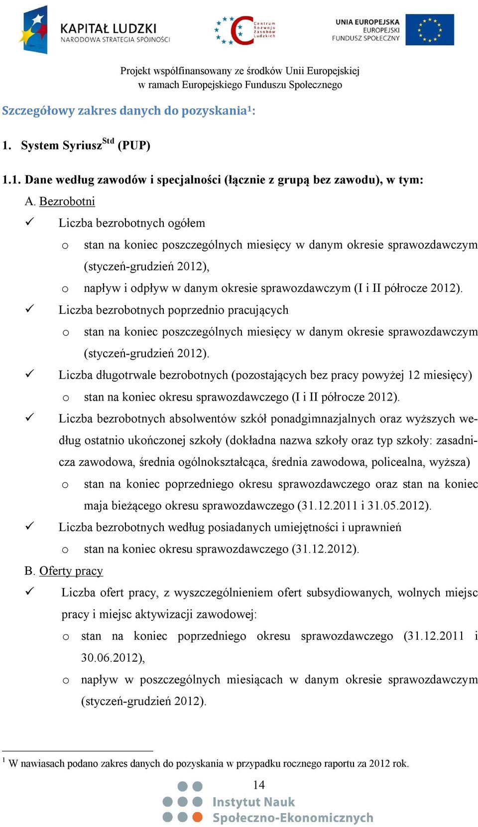 półrocze 2012). Liczba bezrobotnych poprzednio pracujących o stan na koniec poszczególnych miesięcy w danym okresie sprawozdawczym (styczeń-grudzień 2012).