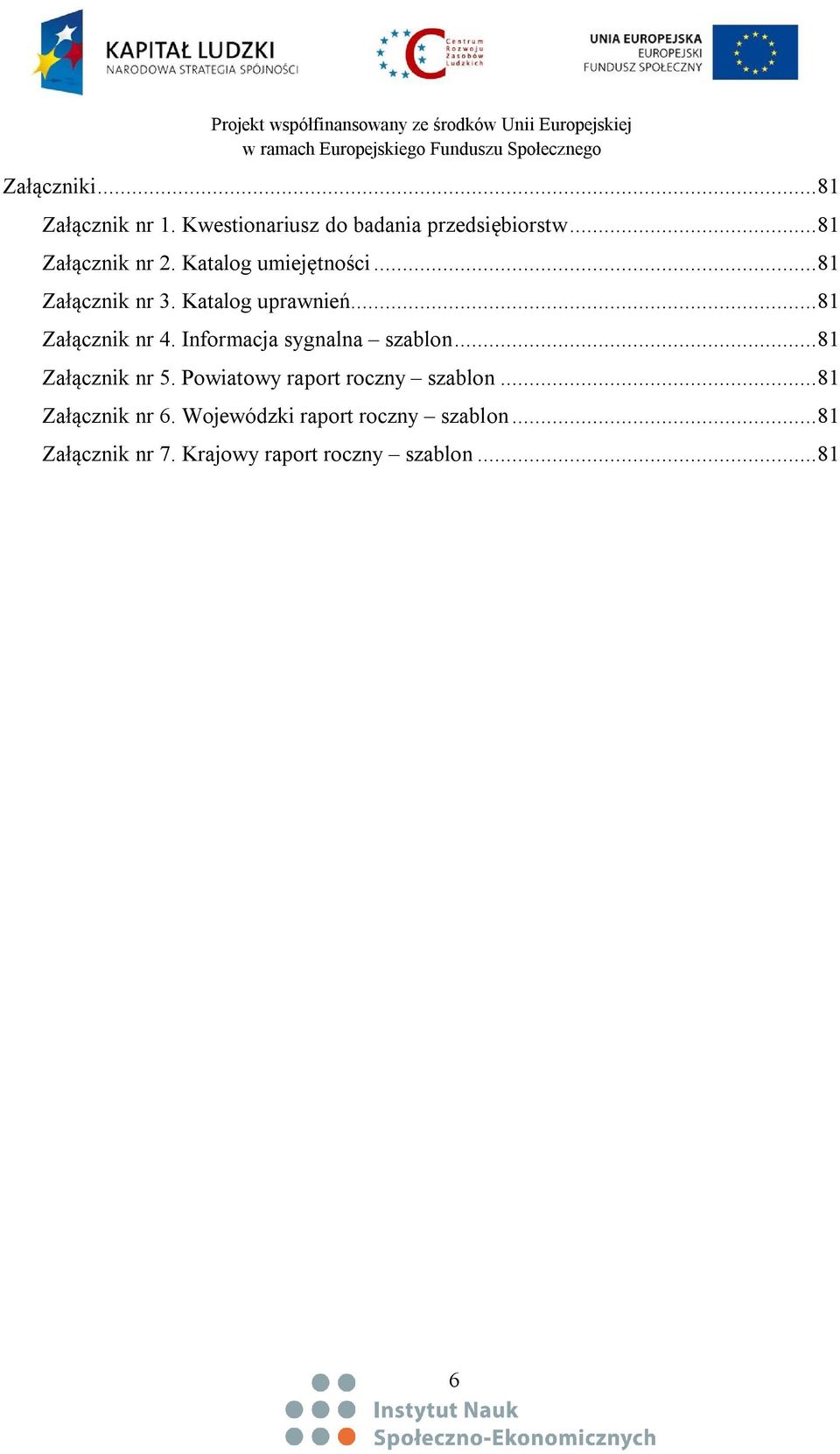 Informacja sygnalna szablon... 81 Załącznik nr 5. Powiatowy raport roczny szablon.