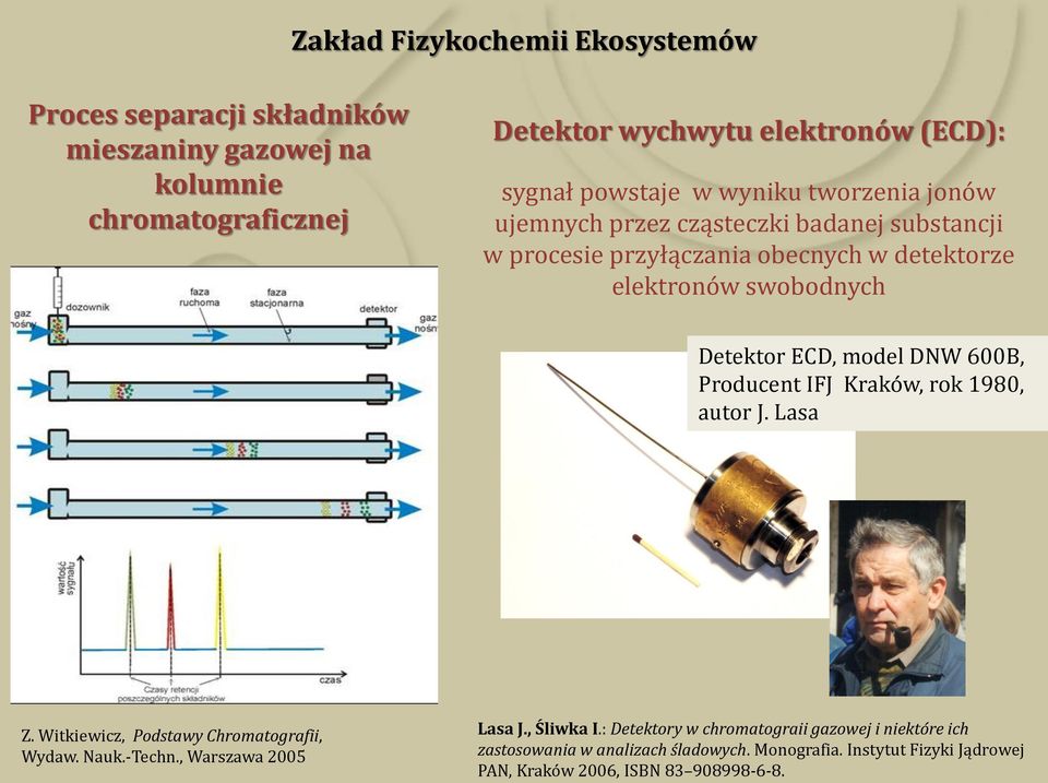 ECD, model DNW 600B, Producent IFJ Kraków, rok 1980, autor J. Lasa Z. Witkiewicz, Podstawy Chromatografii, Wydaw. Nauk.-Techn., Warszawa 2005 Lasa J.