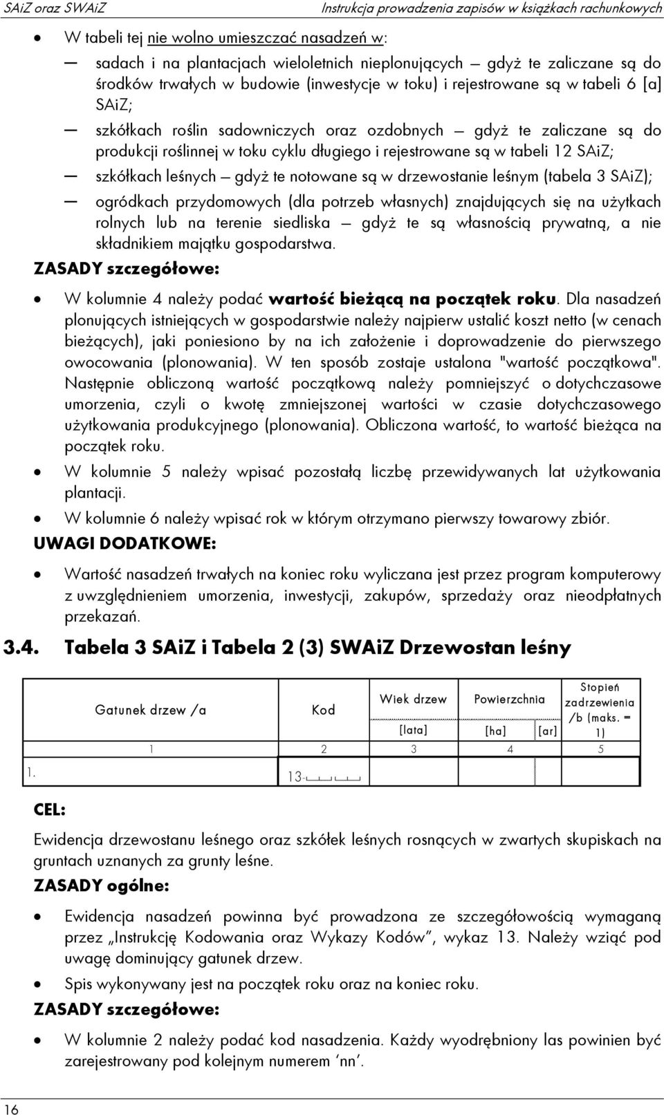 rejestrowane są w tabeli 12 SAiZ; szkółkach leśnych gdyż te notowane są w drzewostanie leśnym (tabela 3 SAiZ); ogródkach przydomowych (dla potrzeb własnych) znajdujących się na użytkach rolnych lub